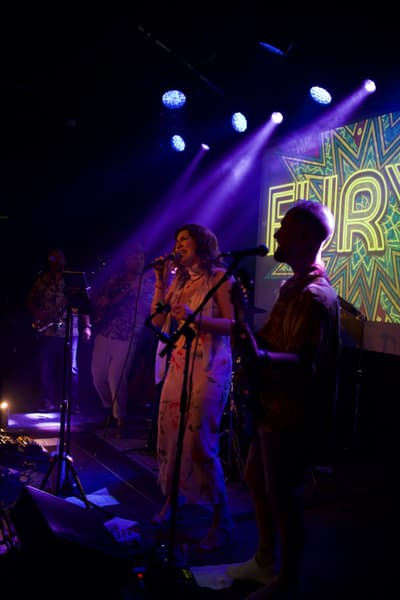 Furya live at Cinetol, Amsterdam: Emrah O., saxophone/clarinet; Onur E., guitar (electric/acoustic); Işınsu S., vocals; Özgür B., bass guitar